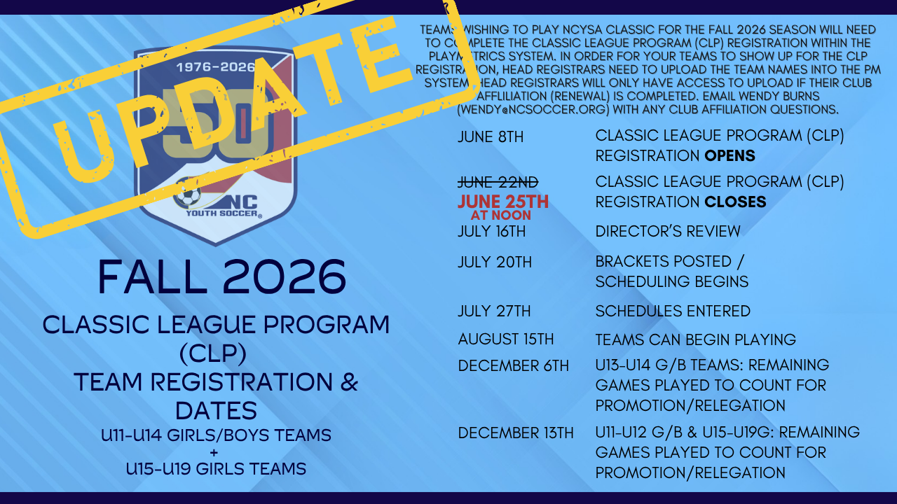 Fall 2026 Classic League Program Registration