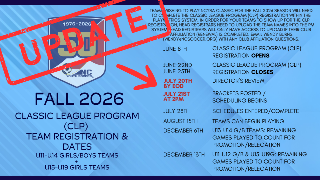 Fall 2026 Classic League Program Registration